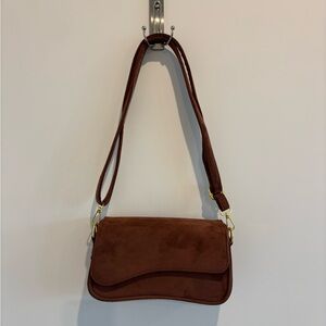 Brown Suede Shoulder Bag